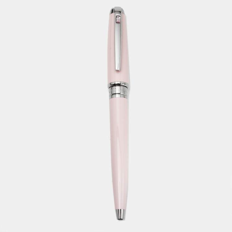 Pre Owned S.T. Dupont Mini Olympio Pink Lacquer Silver Tone Ballpoint Pen