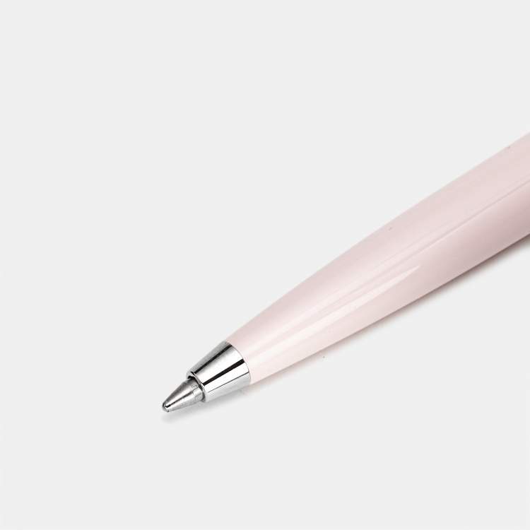 Pre Owned S.T. Dupont Mini Olympio Pink Lacquer Silver Tone Ballpoint Pen