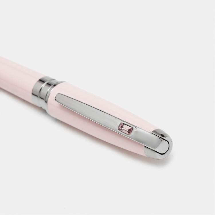 Pre Owned S.T. Dupont Mini Olympio Pink Lacquer Silver Tone Ballpoint Pen