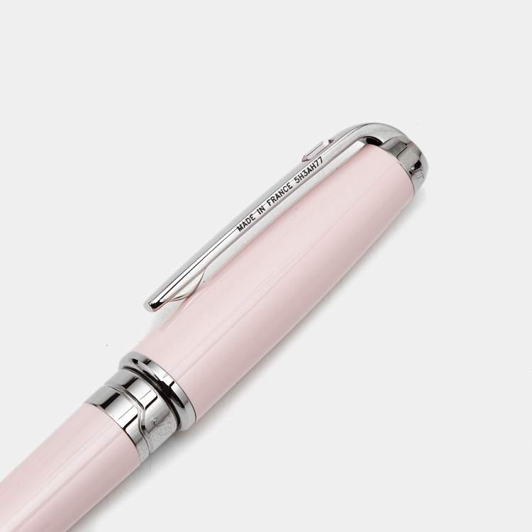 Pre Owned S.T. Dupont Mini Olympio Pink Lacquer Silver Tone Ballpoint Pen