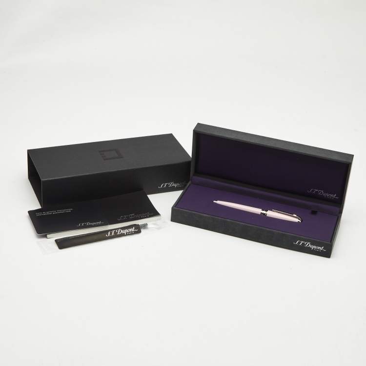 Pre Owned S.T. Dupont Mini Olympio Pink Lacquer Silver Tone Ballpoint Pen