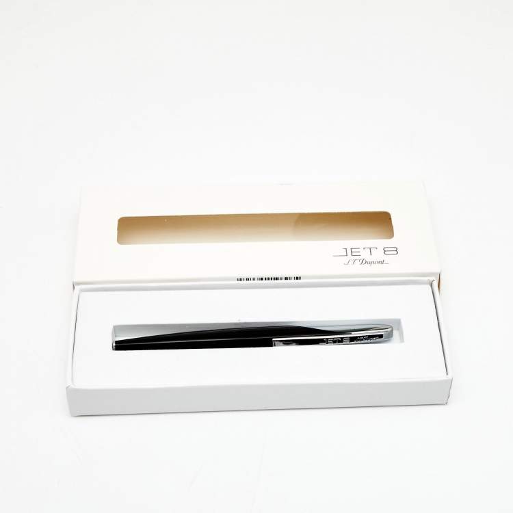 Pre Owned S.T. Dupont Jet 8 Black Composite Silver Tone Ballpoint Pen