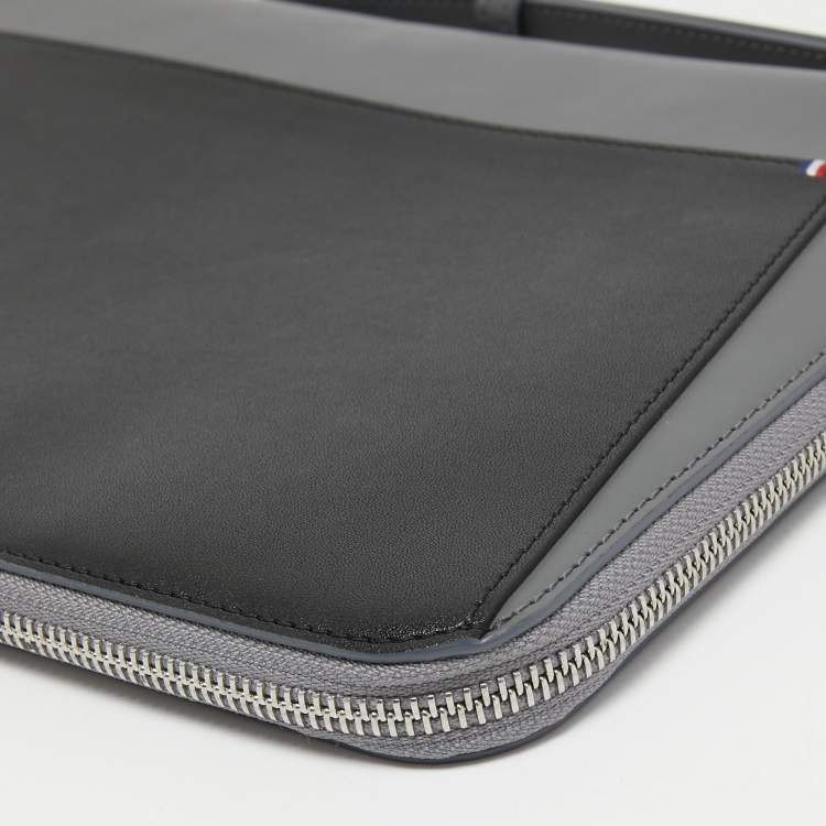 Pre Owned S.T.Dupont Grey/Black Leather Zip Aound Travel Organizer 