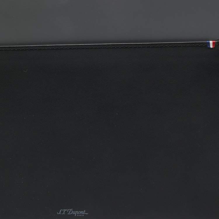 Pre Owned S.T.Dupont Grey/Black Leather Zip Aound Travel Organizer 