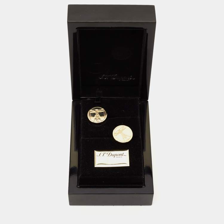 Pre Owned S.T. Dupont Da Vinci Limited Edition Gold Tone Cufflinks