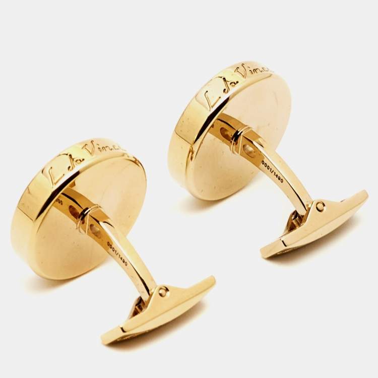 Pre Owned S.T. Dupont Da Vinci Limited Edition Gold Tone Cufflinks