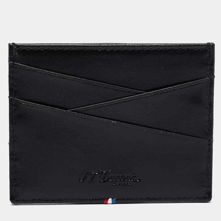 Pre Owned S.T. Dupont Black Leather Line D Capsule Card Holder