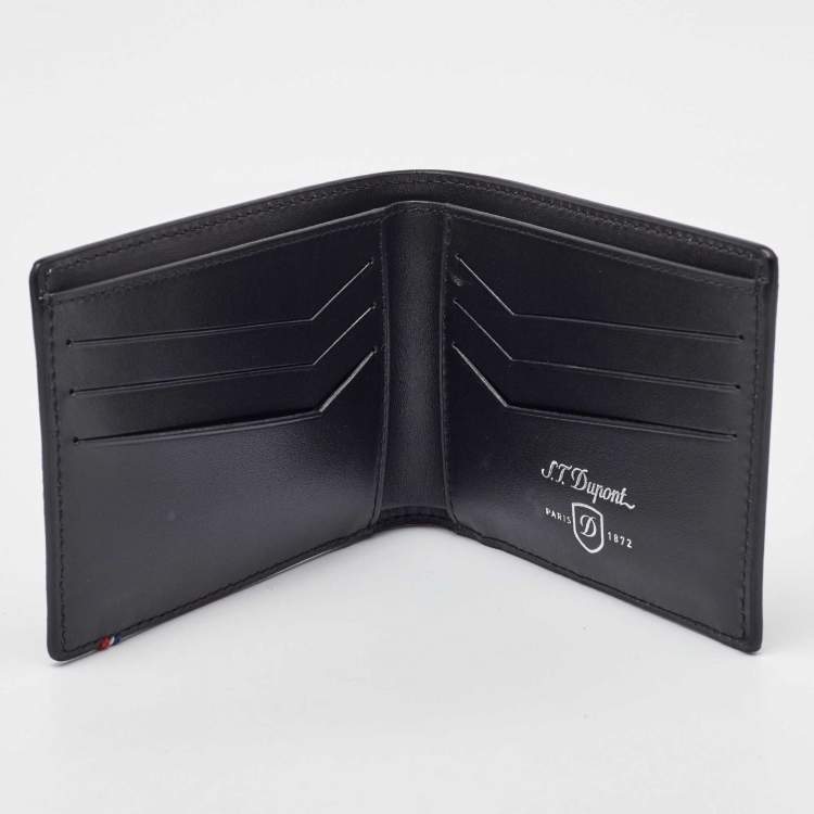 Pre Owned S.T. Dupont Black Perforated Leather Bifold Wallet