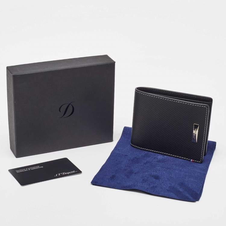 Pre Owned S.T. Dupont Black Perforated Leather Bifold Wallet
