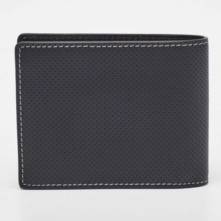 Pre Owned S.T. Dupont Black Perforated Leather Bifold Wallet