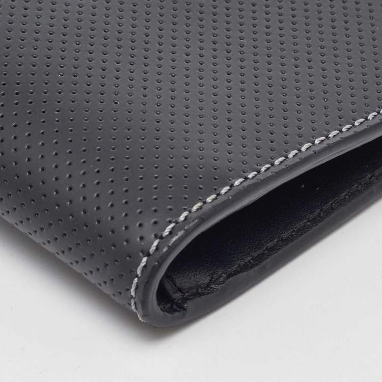 Pre Owned S.T. Dupont Black Perforated Leather Bifold Wallet