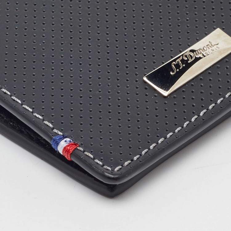 Pre Owned S.T. Dupont Black Perforated Leather Bifold Wallet