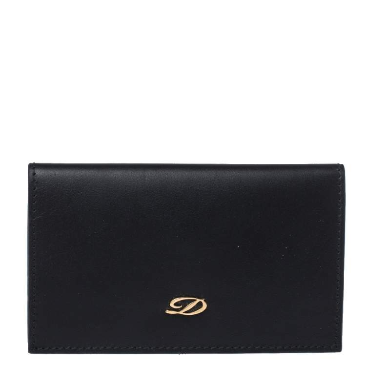 Pre Owned S.T. Dupont Black Leather Business Card Holder