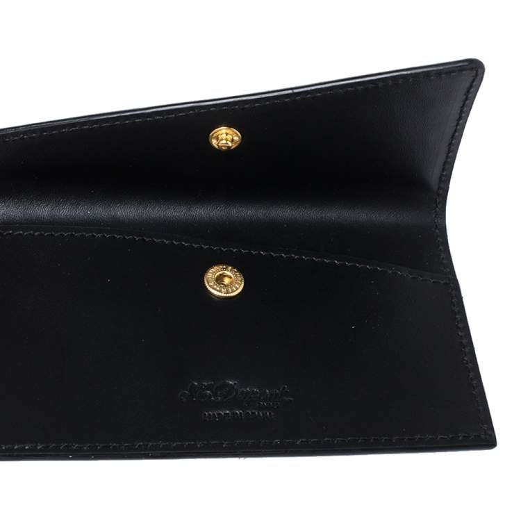 Pre Owned S.T. Dupont Black Leather Business Card Holder
