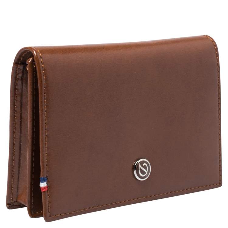 Pre Owned S.T. Dupont Tan Leather Business Line D Cards Holder 
