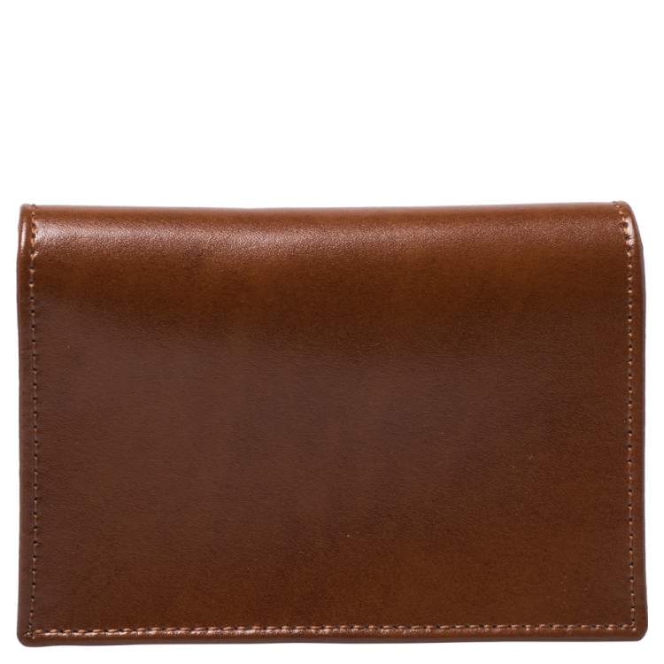 Pre Owned S.T. Dupont Tan Leather Business Line D Cards Holder 