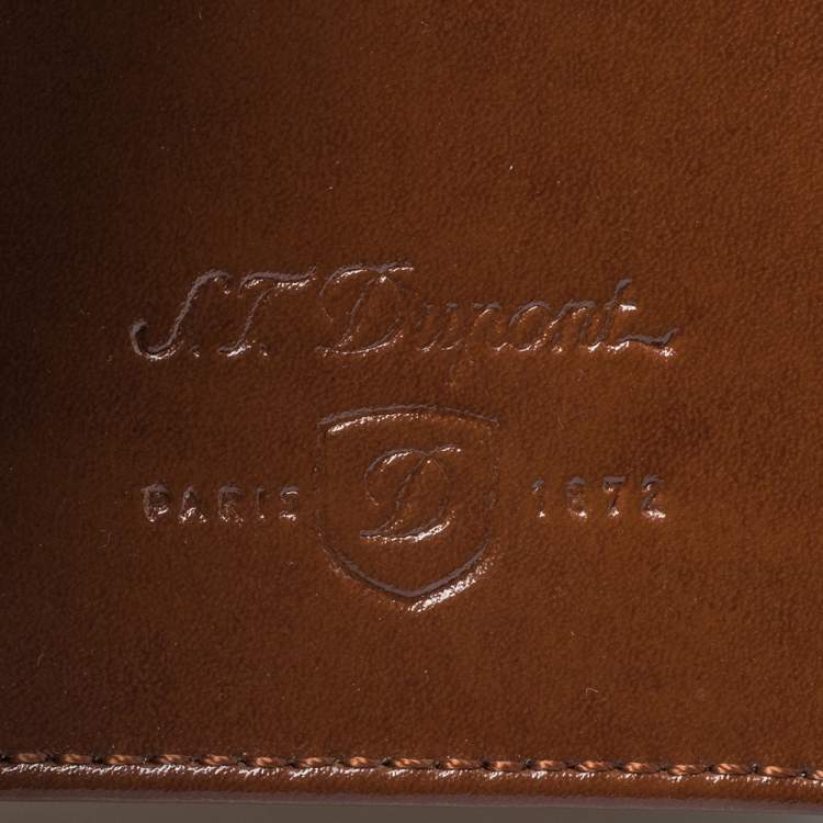 Pre Owned S.T. Dupont Tan Leather Business Line D Cards Holder 