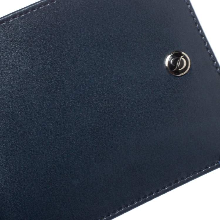 Pre Owned S.T. Dupont Navy Blue Leather Bifold Wallet 