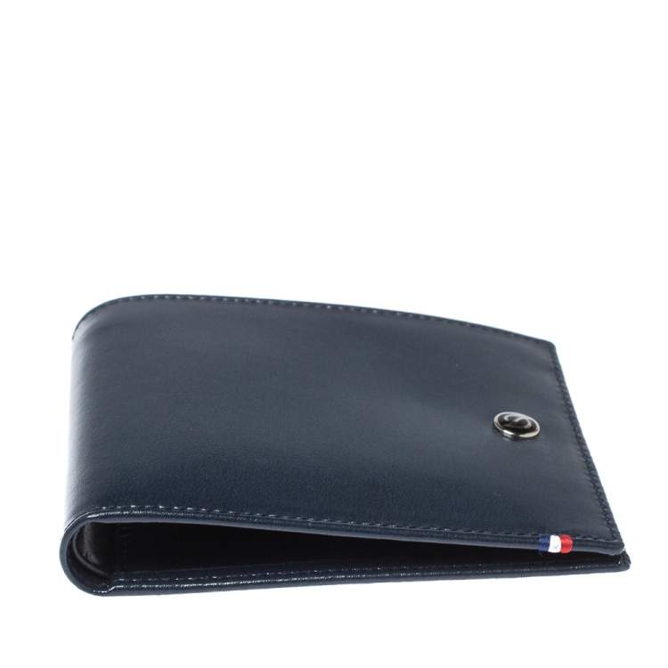 Pre Owned S.T. Dupont Navy Blue Leather Bifold Wallet 