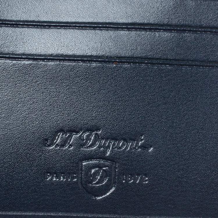 Pre Owned S.T. Dupont Navy Blue Leather Bifold Wallet 