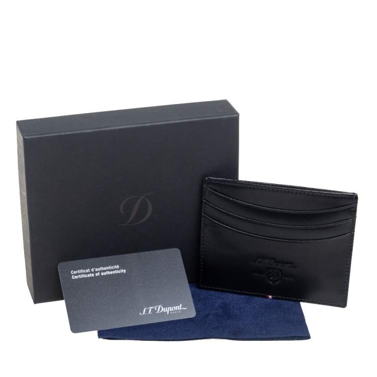 Pre Owned S.T. Dupont Black Leather Line-D Card Holder