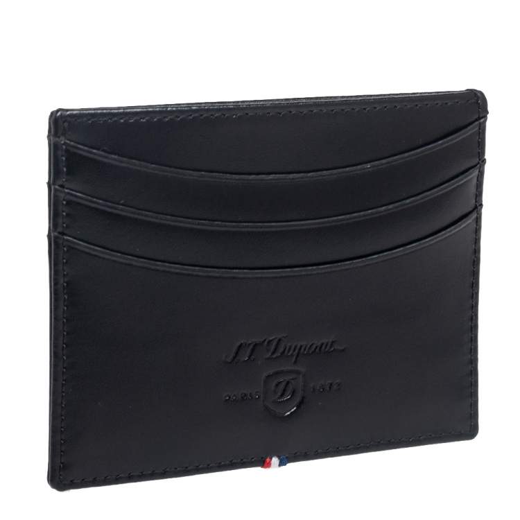 Pre Owned S.T. Dupont Black Leather Line-D Card Holder