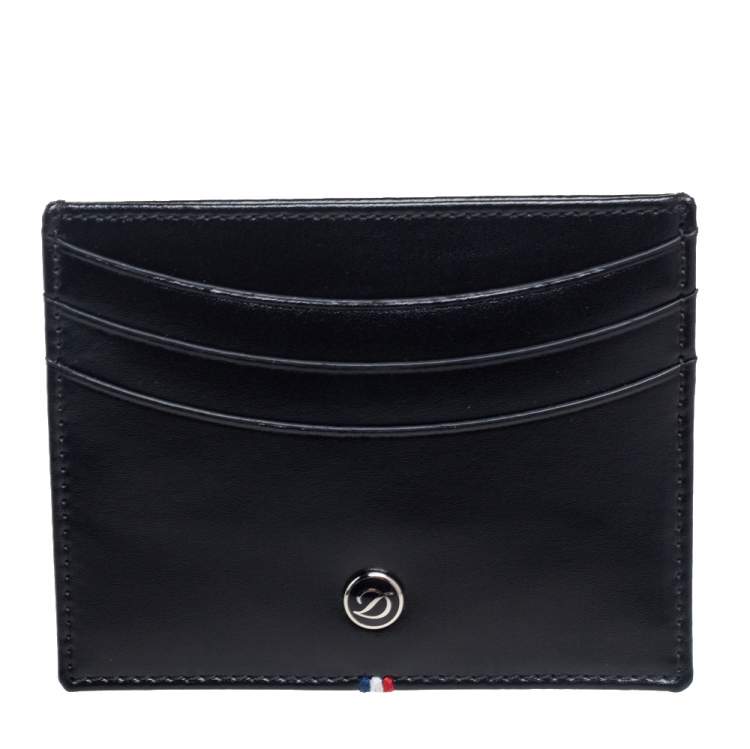 Pre Owned S.T. Dupont Black Leather Line-D Card Holder