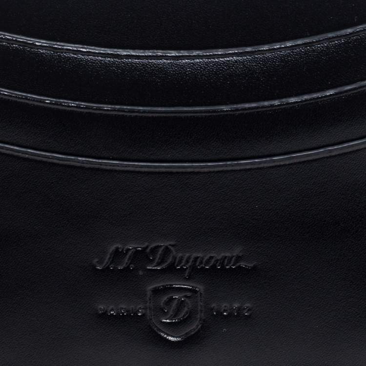 Pre Owned S.T. Dupont Black Leather Line-D Card Holder