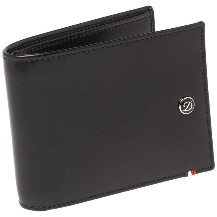 Pre Owned S.T Dupont Black Leather D Line Elysee 6CC Bifold Wallet