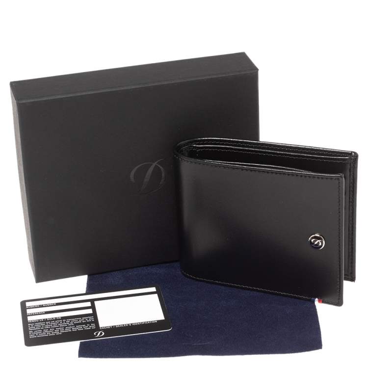 Pre Owned S.T Dupont Black Leather D Line Elysee 6CC Bifold Wallet