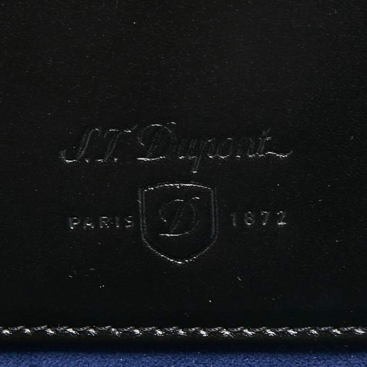 Pre Owned S.T.Dupont Black Embossed Leather Dandy Wristlet Pouch