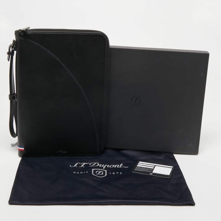 Pre Owned S.T.Dupont Black Leather Wristlet Pouch