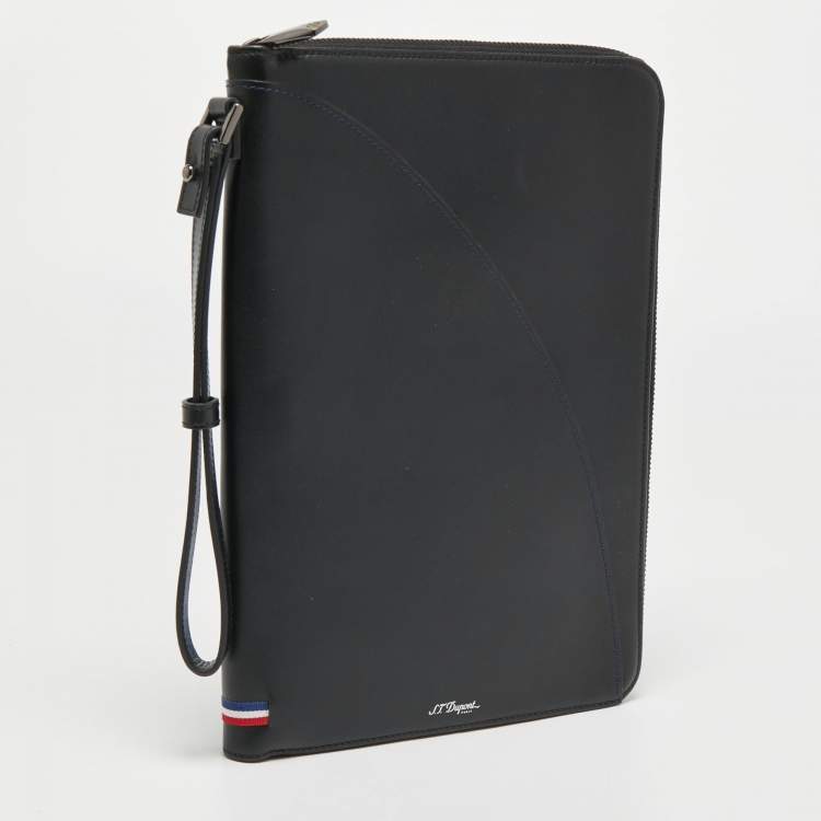 Pre Owned S.T.Dupont Black Leather Wristlet Pouch
