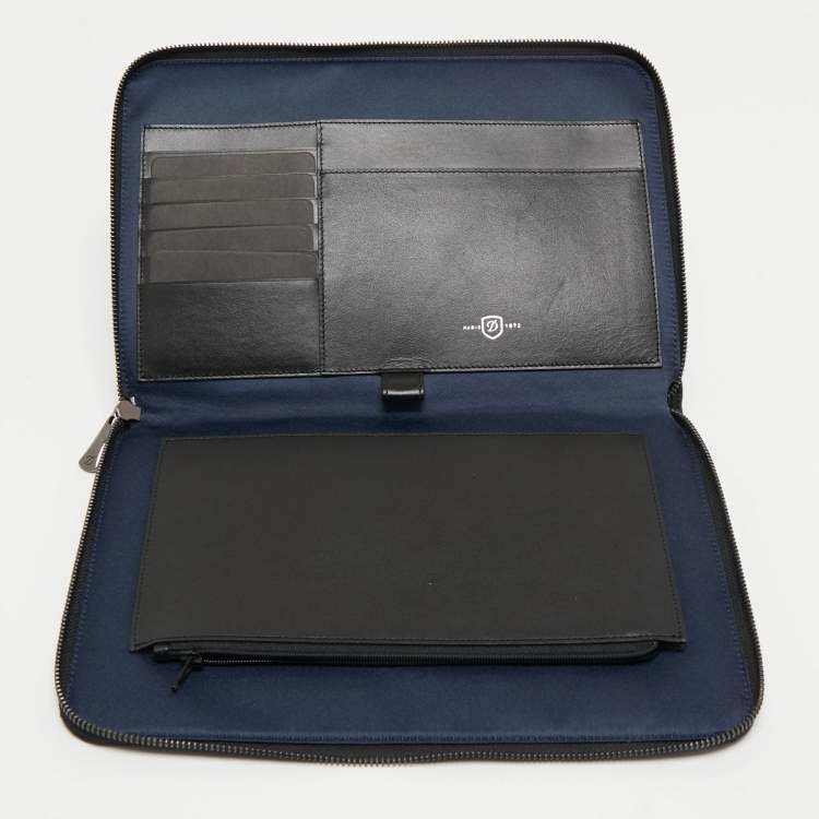 Pre Owned S.T.Dupont Black Leather Wristlet Pouch