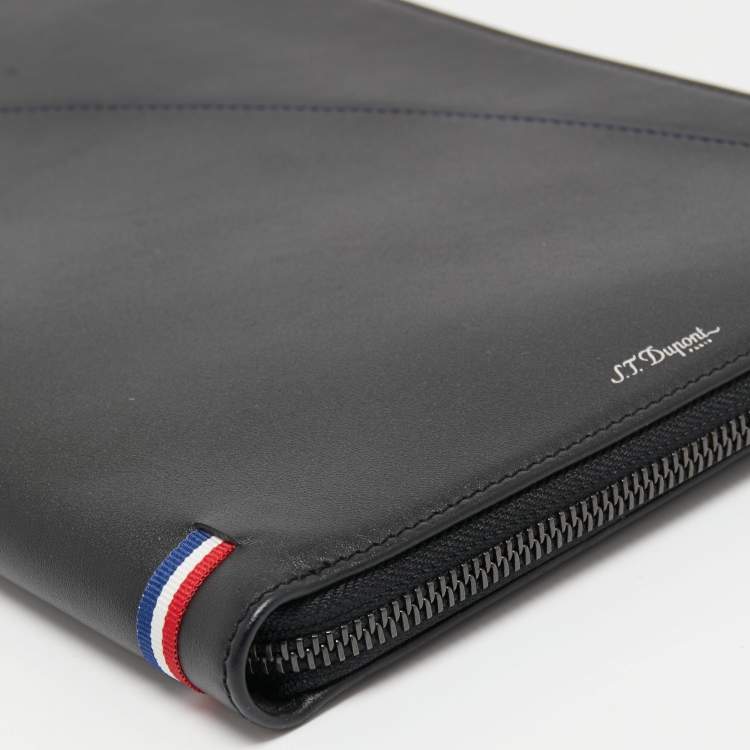Pre Owned S.T.Dupont Black Leather Wristlet Pouch