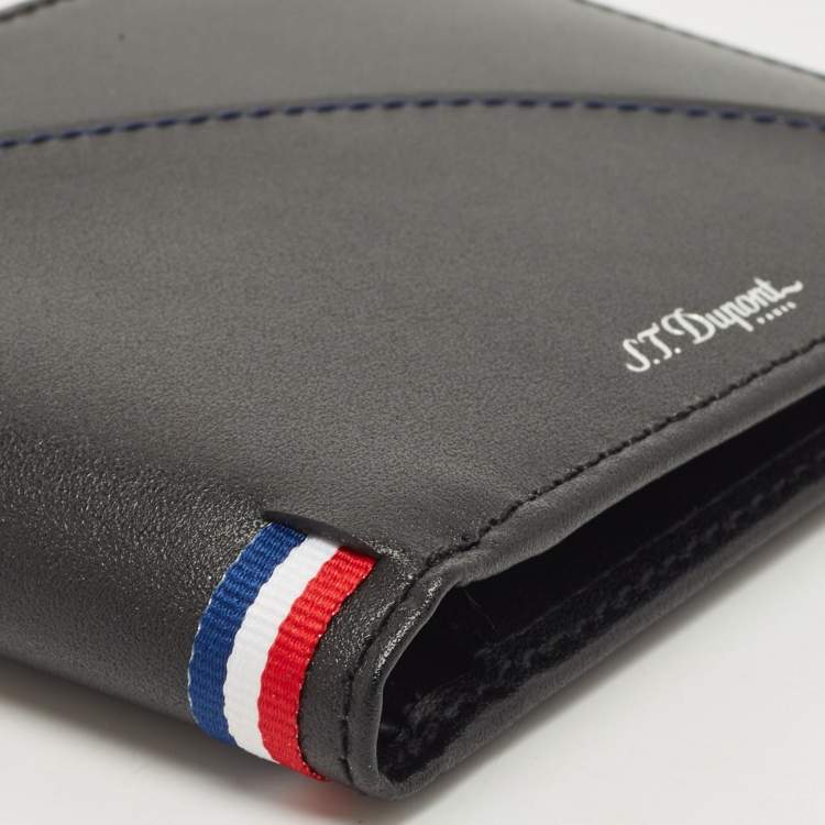 Pre Owned S.t. Dupont Black Leather 8CC Billfold Wallet
