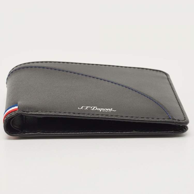 Pre Owned S.t. Dupont Black Leather 8CC Billfold Wallet