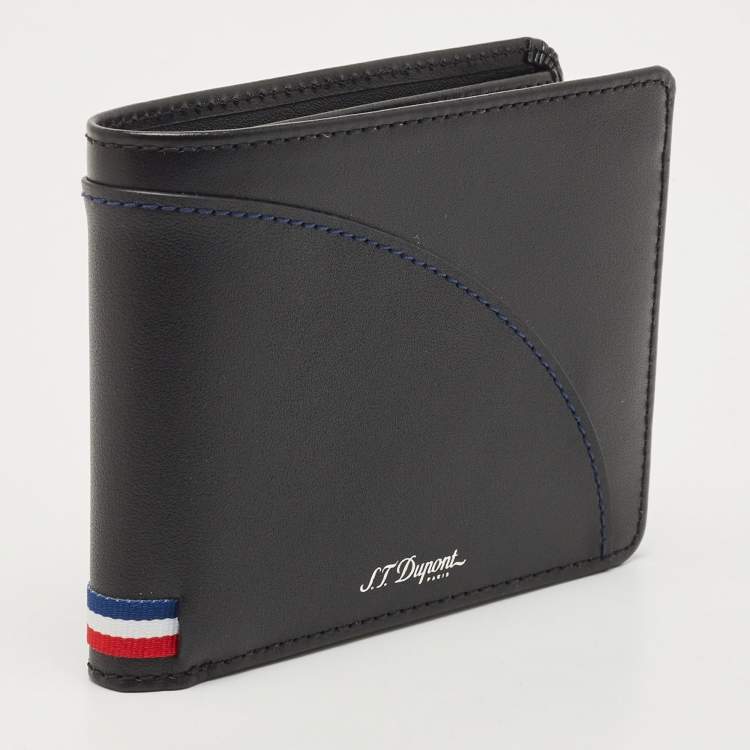 Pre Owned S.t. Dupont Black Leather 8CC Billfold Wallet