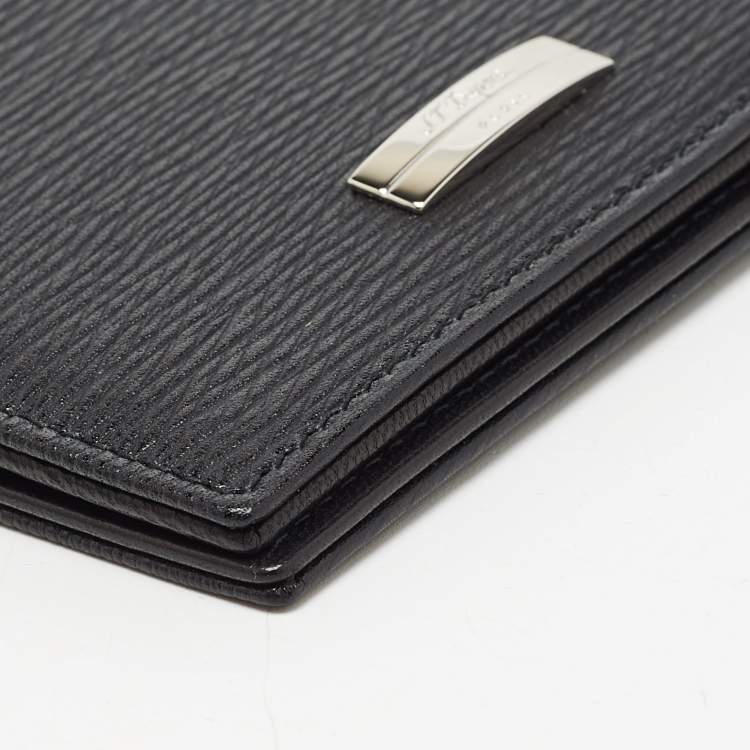 Pre Owned S.T. Dupont Black Textured Leather Bifold Wallet