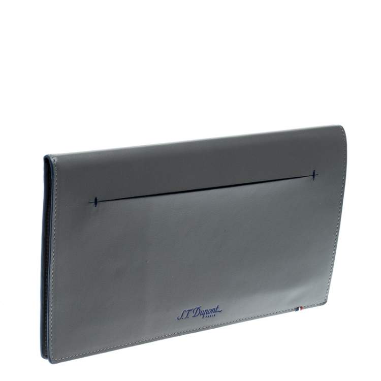 Pre Owned S.T. Dupont Grey Leather Plat Slim Organizer