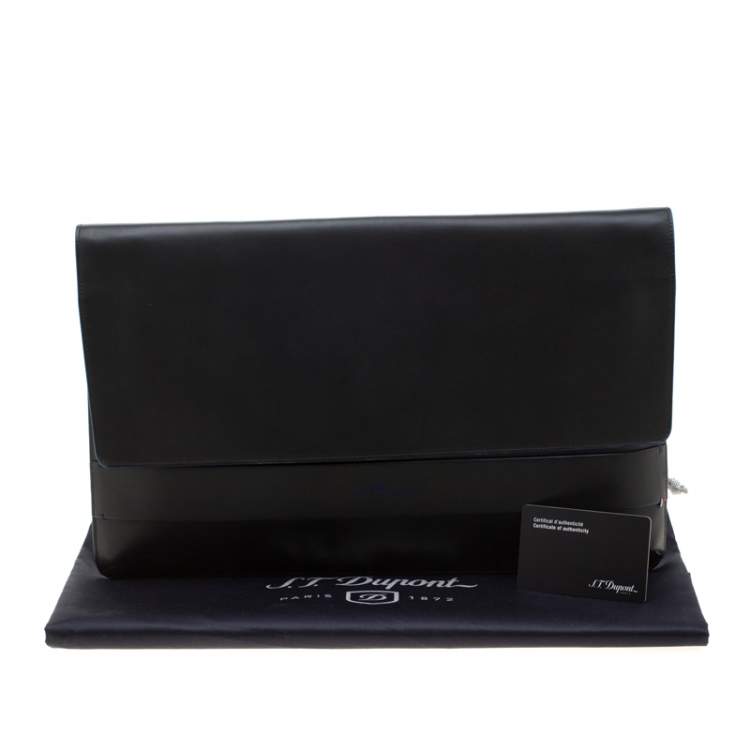 Pre Owned S.T. Dupont Black  Leather Sleeve Slim Pochette