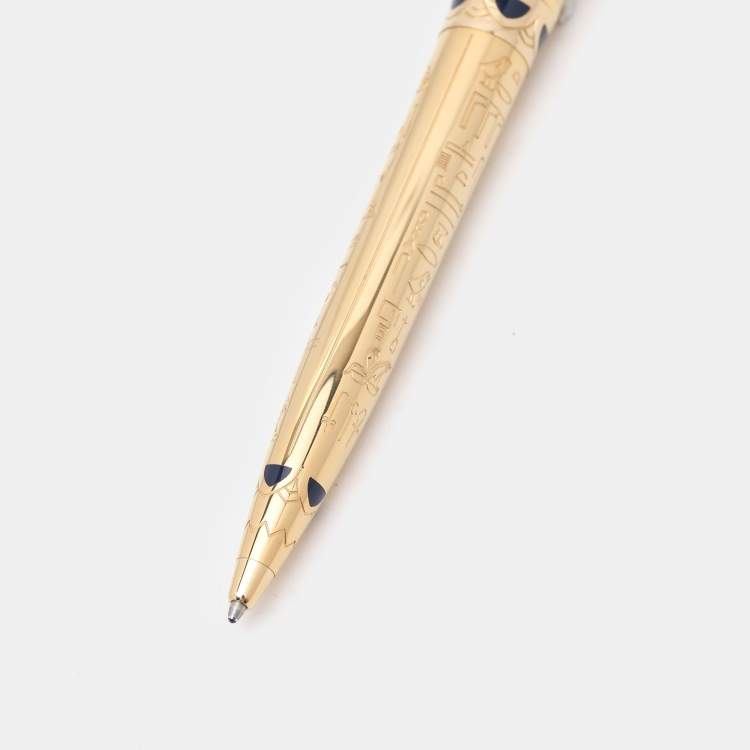 Pre Owned ST Dupont 18k Gold Plated Pharaoh Limited Edition Ballpoint Pen