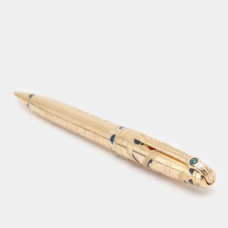 Pre Owned ST Dupont 18k Gold Plated Pharaoh Limited Edition Ballpoint Pen