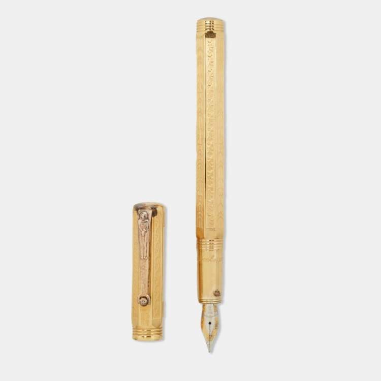 Pre Owned Montegrappa Romeo 18k Yellow Gold Sterling Silver Fountain Pen