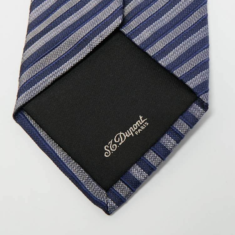 مملوكة مسبقًا S.T. Dupont Blue Diagonal Striped Silk Tie
