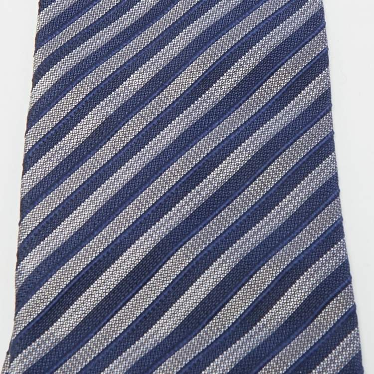 مملوكة مسبقًا S.T. Dupont Blue Diagonal Striped Silk Tie