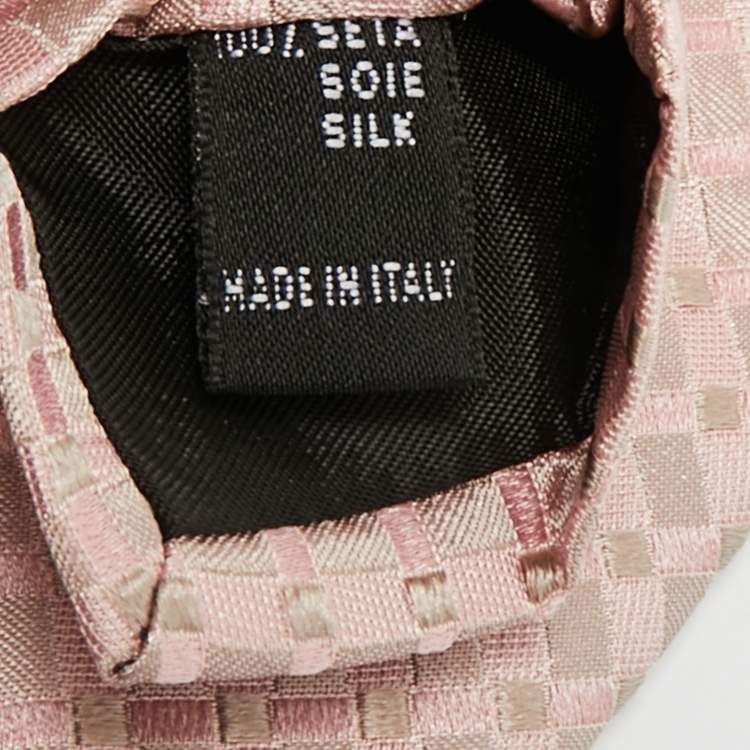 Pre Owned S.T. Dupont Pink Check Pattern Silk Tie