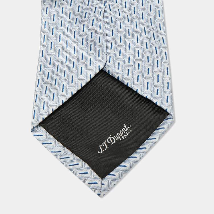 Pre Owned S.T. Dupont Blue Silk Jacquard Tie 