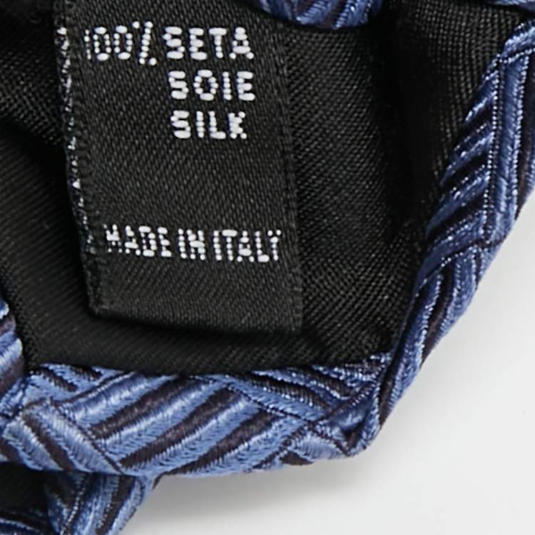 Pre Owned S.T. Dupont Blue Patterned Silk Tie