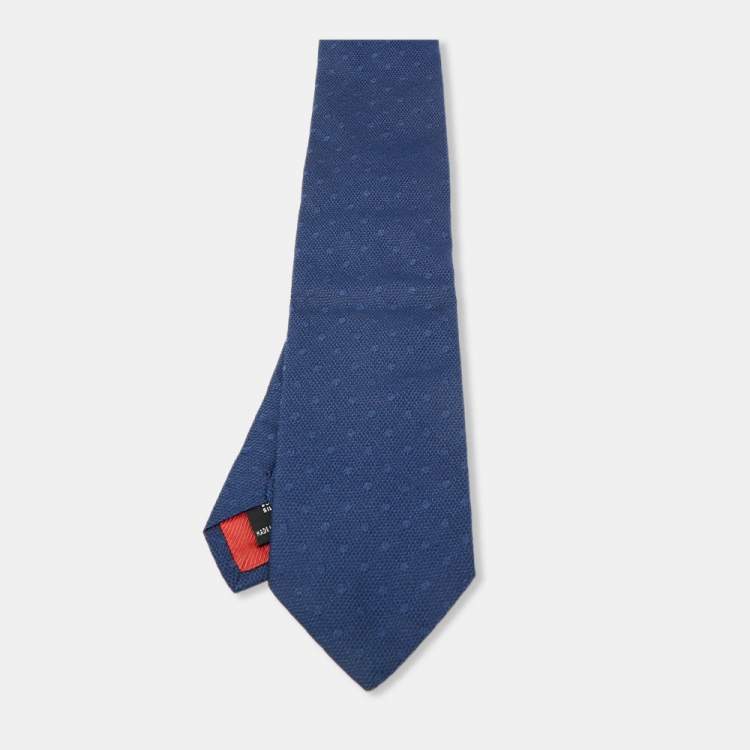 Pre Owned S.T. Dupont Blue Patterned Silk Tie